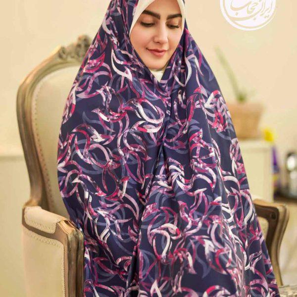چادر رنگی جنس سوپرسافت رنگ سرمه ای طرح اسلیمی