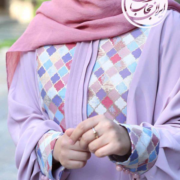مانتوعبایی مجلسی آوین رنگ صورتی چرک