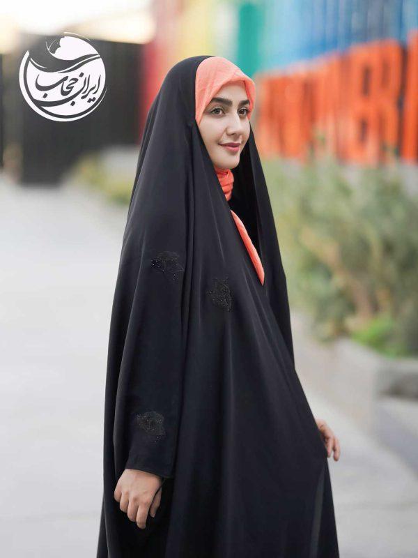 چادر عبا مجلسی گلدوزی پروانه نمای دور
