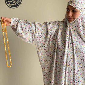 چادر نماز کودری طرح لاله رنگی