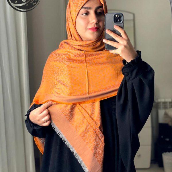 روسری ژاکارد رنگ آجری