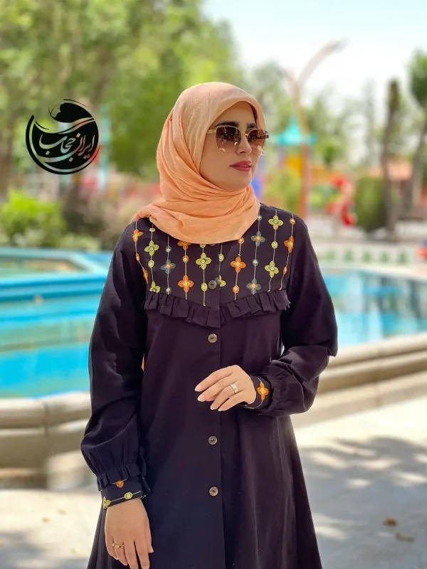 خرید و قیمت مانتو کوتاه لینن سوزن دوزی رنگ مشکی