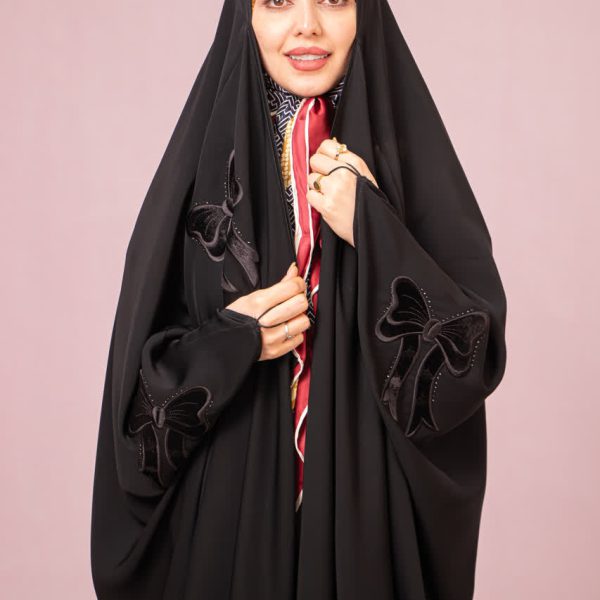 چادر عبا گلدوزی پاپیون پراکنده ۱